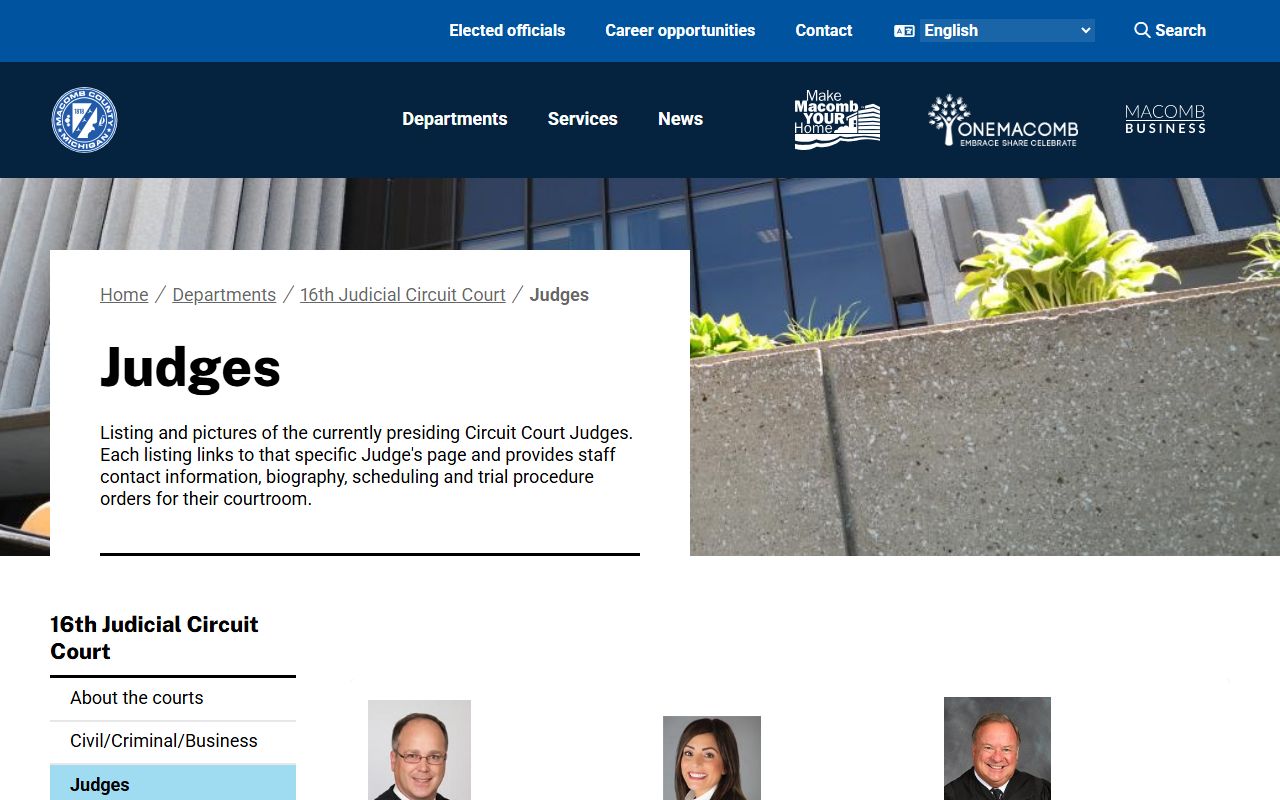 Macomb County Circuit Court judges and court records