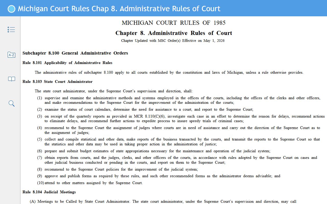 Macomb County court records public access under Michigan Court Rule 8.119