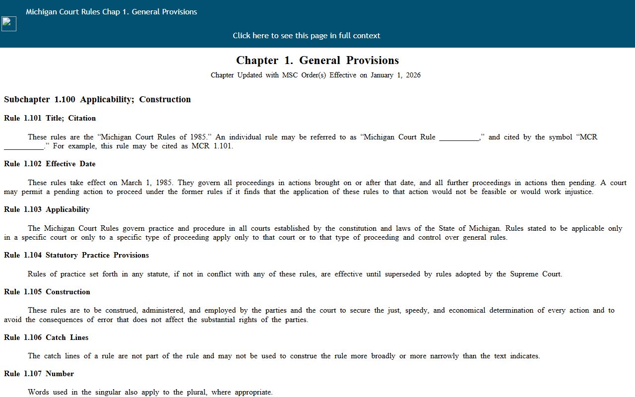 Macomb County court records definition under Michigan Court Rules Chapter 1