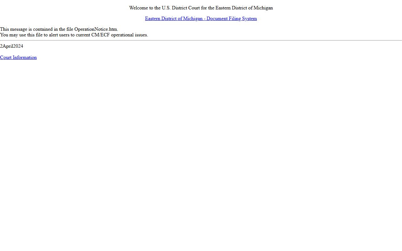 Macomb County federal criminal court records access through the Eastern District CM ECF portal