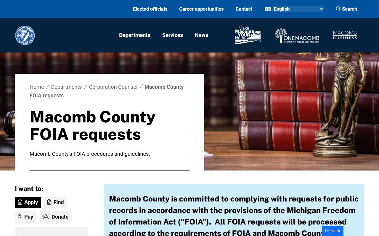 Macomb County court records request through the county FOIA page