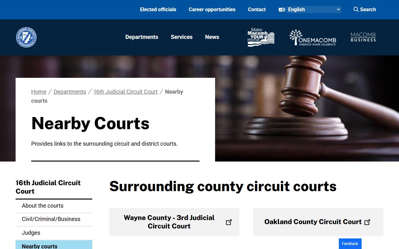 Macomb County nearby district courts list for court records lookup