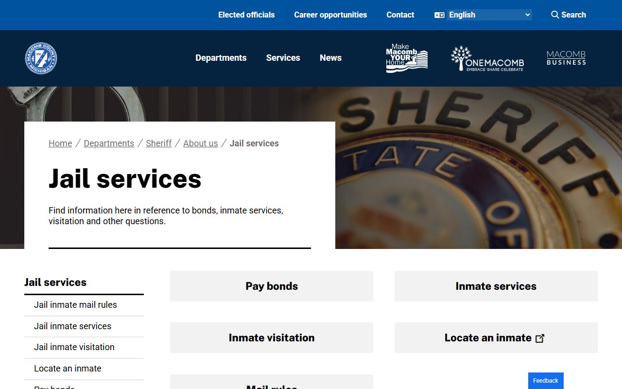 Macomb County jail services and inmate records hub