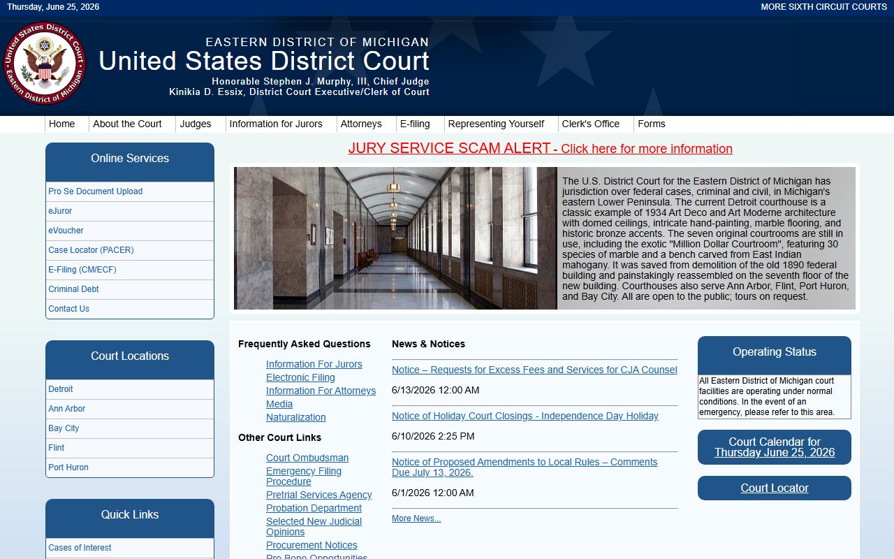 Macomb County traffic court records Eastern District of Michigan federal court